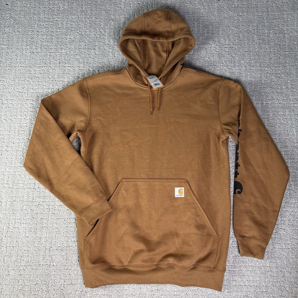 Carhartt Men's M Loose Fit Midweight Logo Sleeve Graphic Sweatshirt Hoodie Brown